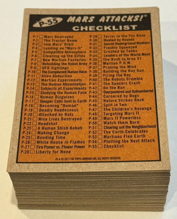 2017 Mars Attacks The Revenge! Parallel Pencil Art Trading Card Set of 55 Topps #P1-55