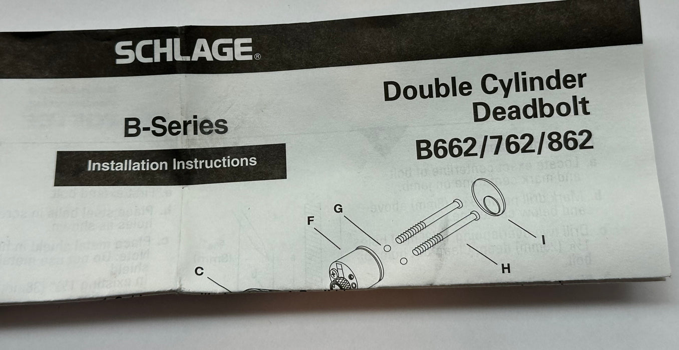 Schlage B662P 626 Double Cylinder Deadbolt Satin Chrome   - TvMovieCards.com