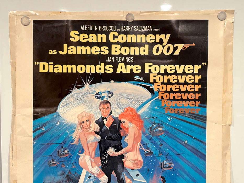 1971 Diamonds Are Forever James Bond 1SH Movie Poster 30" x 40" Sean Connery