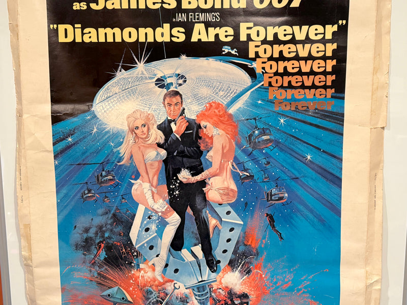 1971 Diamonds Are Forever James Bond 1SH Movie Poster 30" x 40" Sean Connery - TvMovieCards.com