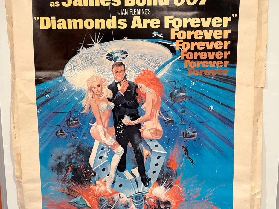 1971 Diamonds Are Forever James Bond 1SH Movie Poster 30" x 40" Sean Connery