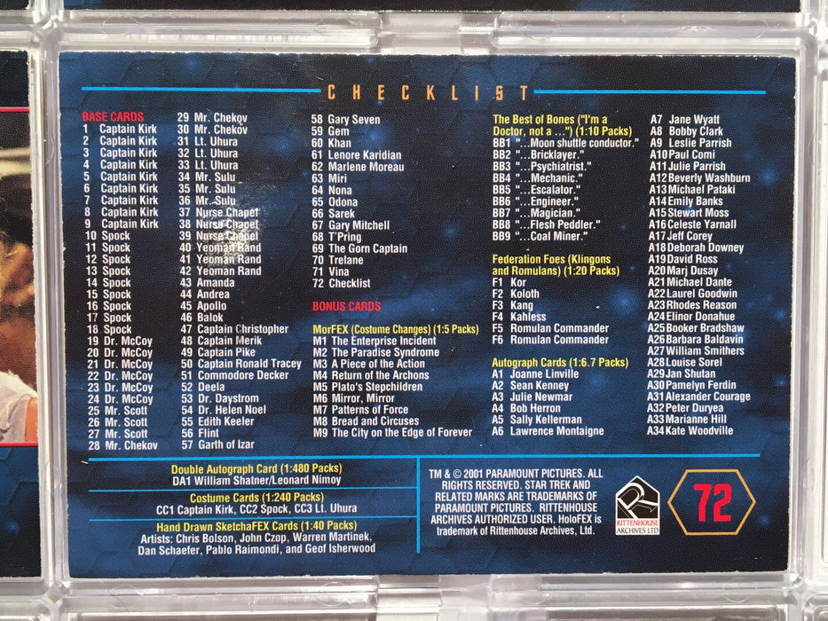 Star Trek 35th Anniversary HoloFEX Trading Base Card Set 72 Cards 2001   - TvMovieCards.com