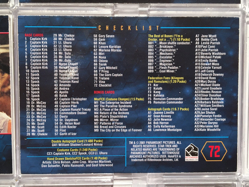 Star Trek 35th Anniversary HoloFEX Trading Base Card Set 72 Cards 2001   - TvMovieCards.com