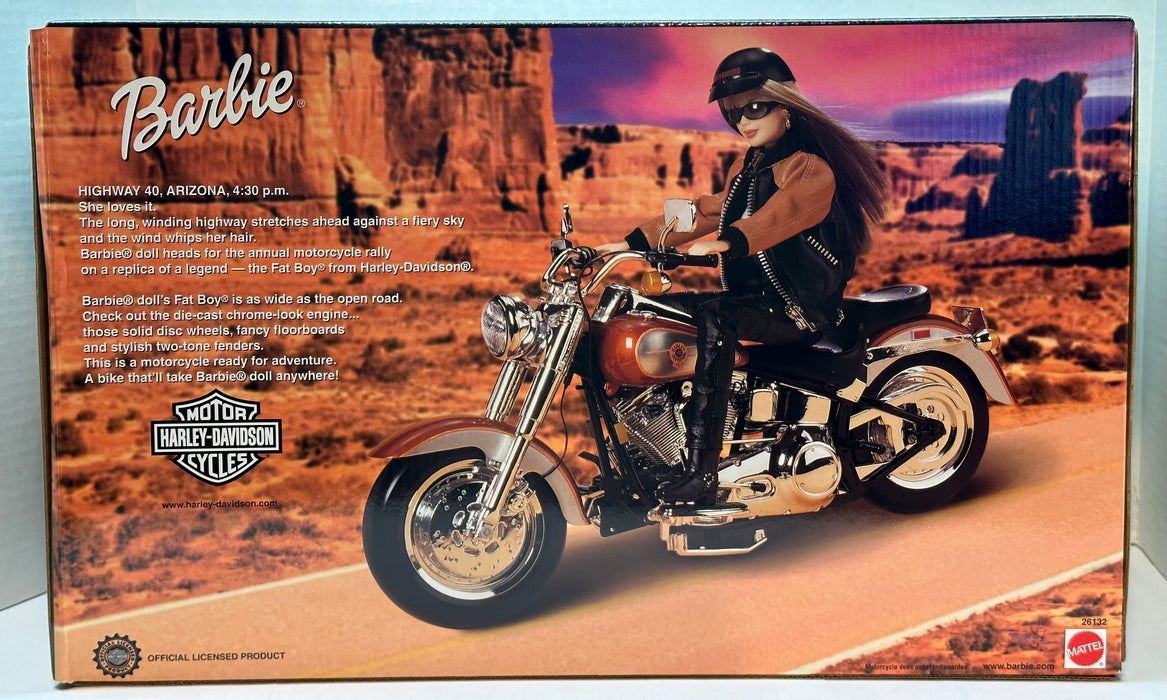 1999 Mattel Barbie Harley Davidson Fat Boy Motorcycle Orange/Silver 26132 NIB   - TvMovieCards.com