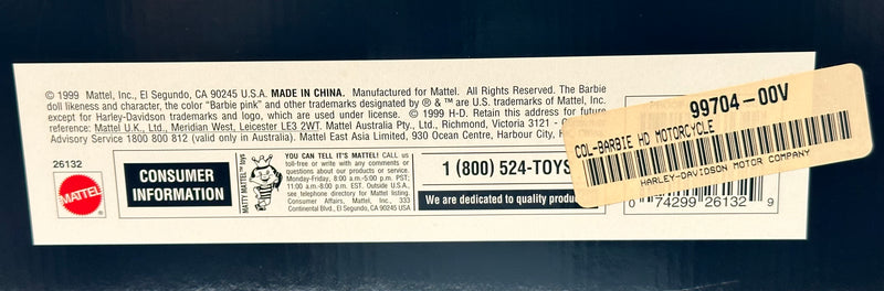 1999 Mattel Barbie Harley Davidson Fat Boy Motorcycle Orange/Silver 26132 NIB   - TvMovieCards.com