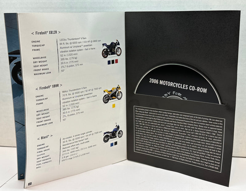 2006 Buell Motorcycle Dealer Sales Literature Brochure CD Firebolt XB12R XB9R   - TvMovieCards.com