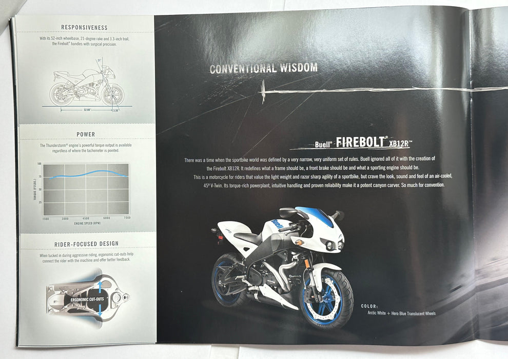 2009 Buell Motorcycle Dealer Sales Literature Brochure Firebolt XB12R XB12BT   - TvMovieCards.com