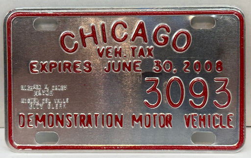 2008 Chicago Illinois Tax Tag Demonstration Motor Vehicle License Plate   - TvMovieCards.com