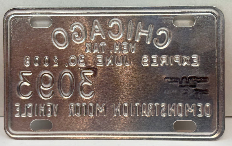2008 Chicago Illinois Tax Tag Demonstration Motor Vehicle License Plate   - TvMovieCards.com