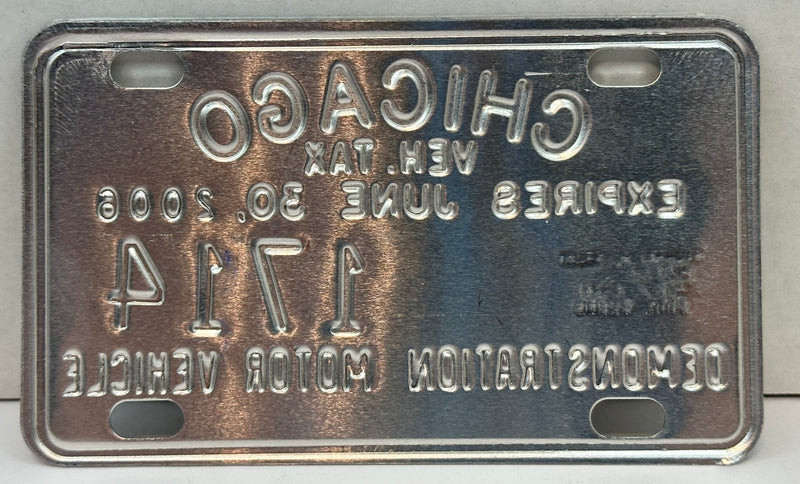 2006 Chicago Illinois Tax Tag Demonstration Motor Vehicle License Plate   - TvMovieCards.com
