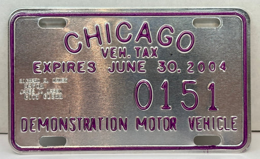 2004 Chicago Illinois Tax Tag Demonstration Motor Vehicle License Plate   - TvMovieCards.com