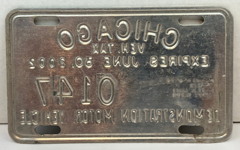 2002 Chicago Illinois Tax Tag Demonstration Motor Vehicle License Plate   - TvMovieCards.com