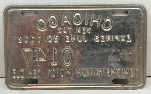 2002 Chicago Illinois Tax Tag Demonstration Motor Vehicle License Plate   - TvMovieCards.com