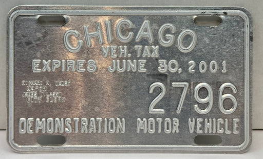 2001 Chicago Illinois Tax Tag Demonstration Motor Vehicle License Plate   - TvMovieCards.com