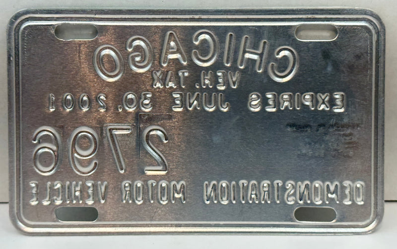 2001 Chicago Illinois Tax Tag Demonstration Motor Vehicle License Plate   - TvMovieCards.com