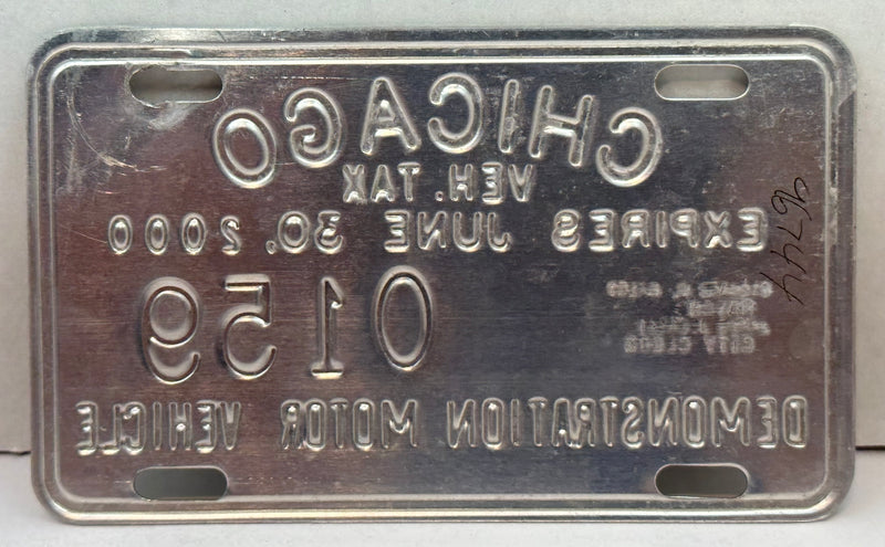 2000 Chicago Illinois Tax Tag Demonstration Motor Vehicle License Plate   - TvMovieCards.com