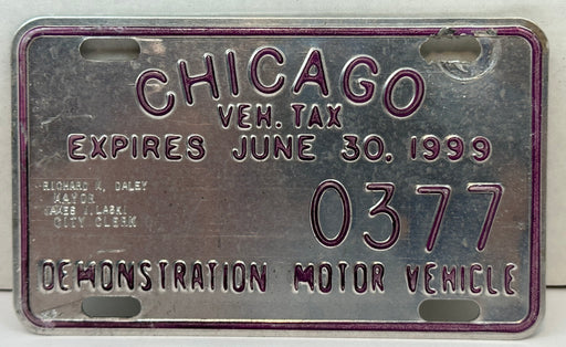 1999 Chicago Illinois Tax Tag Demonstration Motor Vehicle License Plate   - TvMovieCards.com