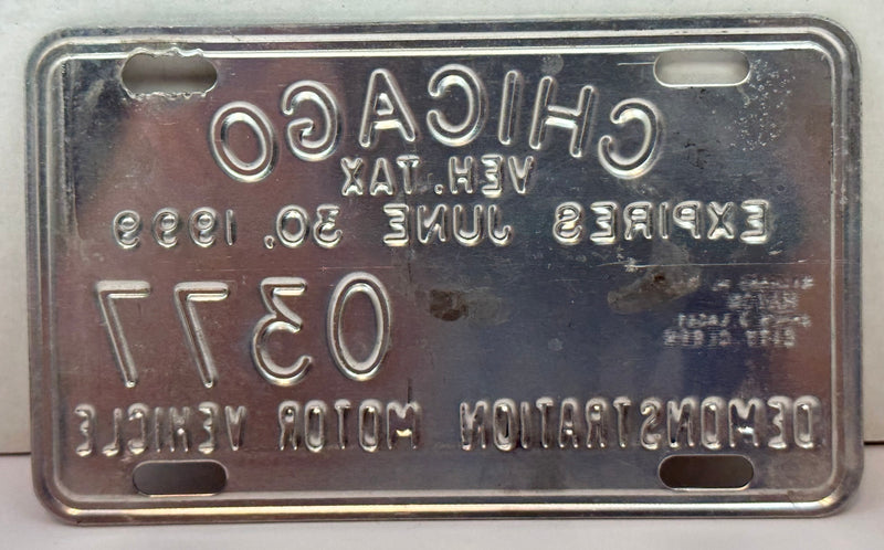 1999 Chicago Illinois Tax Tag Demonstration Motor Vehicle License Plate   - TvMovieCards.com