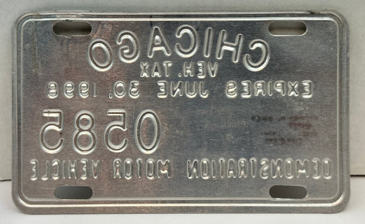 1998 Chicago Illinois Tax Tag Demonstration Motor Vehicle License Plate   - TvMovieCards.com