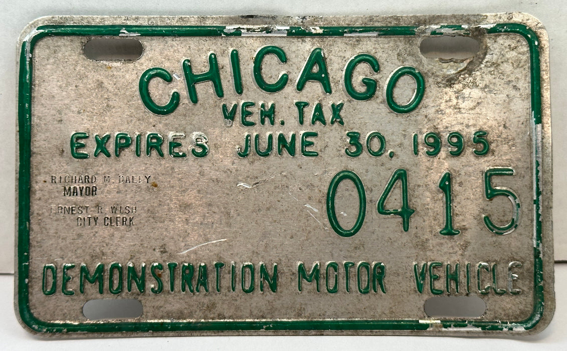 1995 Chicago Illinois Tax Tag Demonstration Motor Vehicle License Plate   - TvMovieCards.com