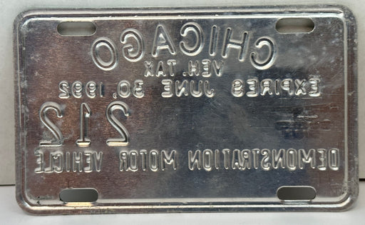 1992 Chicago Illinois Tax Tag Demonstration Motor Vehicle License Plate   - TvMovieCards.com