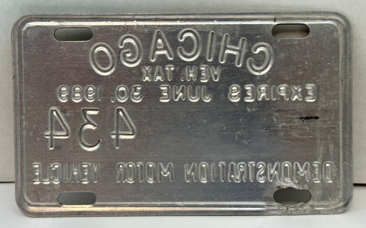 1989 Chicago Illinois Tax Tag Demonstration Motor Vehicle License Plate   - TvMovieCards.com