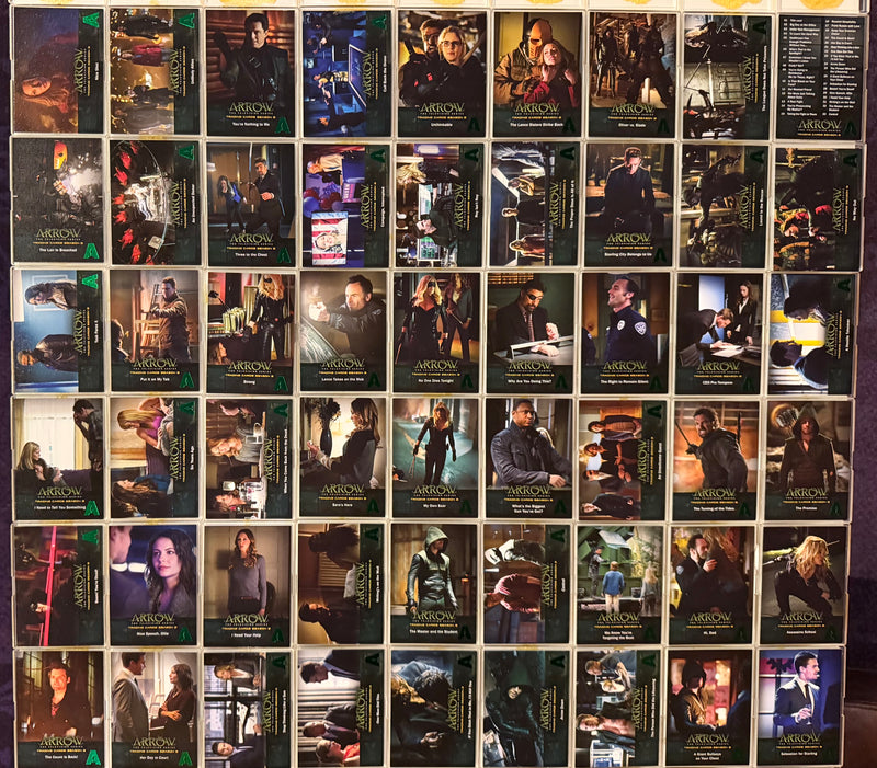 2015 Arrow Season 2 Green A Foil Stamp Parallel Base Chase Card Set 72 Cards