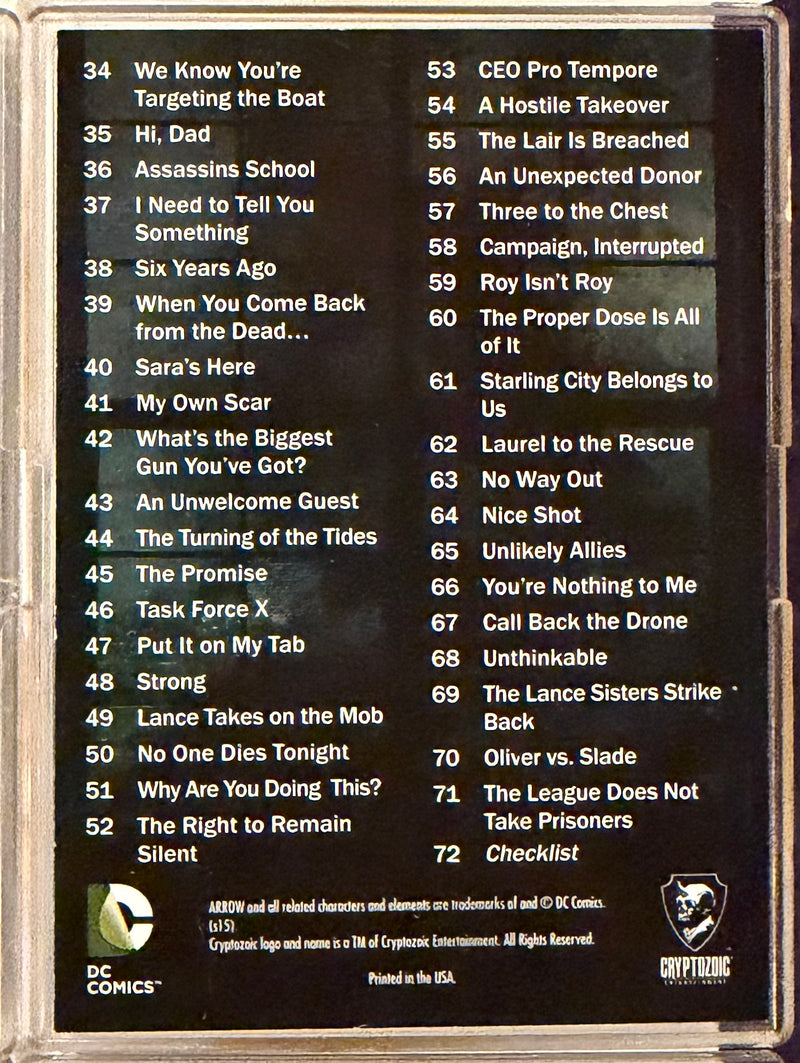 2015 Arrow Season 2 Green A Foil Stamp Parallel Base Chase Card Set 72 Cards