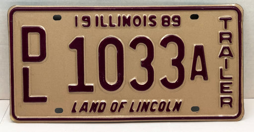 1989 Illinois Dealer Dealership License Plate DL 1033A Trailer   - TvMovieCards.com