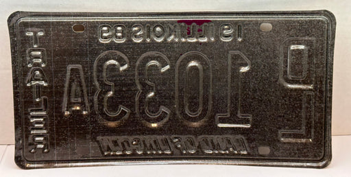 1989 Illinois Dealer Dealership License Plate DL 1033A Trailer   - TvMovieCards.com