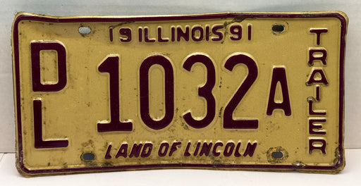 1991 Illinois Dealer Dealership License Plate DL 1032A Trailer   - TvMovieCards.com