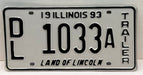 1993 Illinois Dealer Dealership License Plate DL 1033A Trailer   - TvMovieCards.com