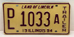 1994 Illinois Dealer Dealership License Plate DL 1033A Trailer   - TvMovieCards.com