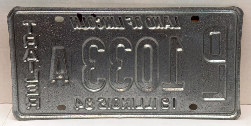 1994 Illinois Dealer Dealership License Plate DL 1033A Trailer   - TvMovieCards.com