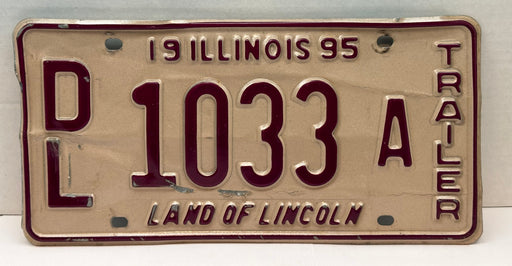 1995 Illinois Dealer Dealership License Plate DL 1033A Trailer   - TvMovieCards.com