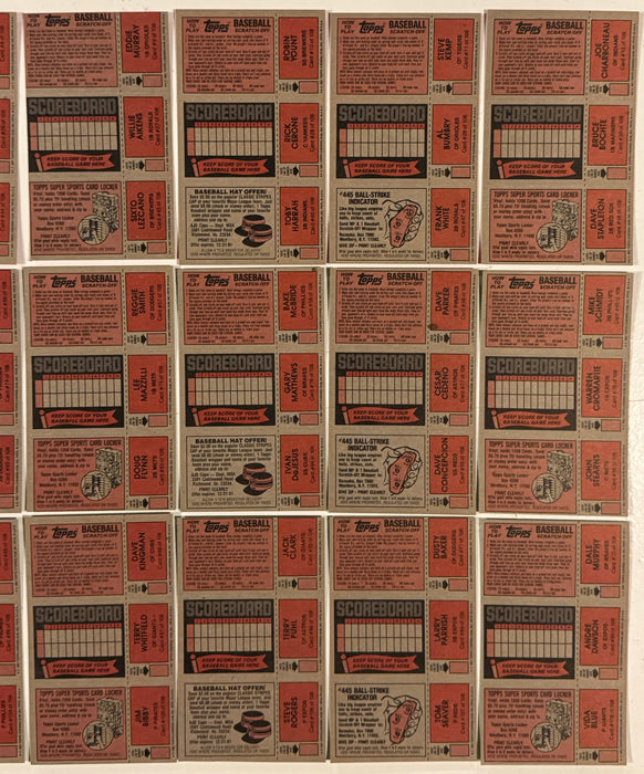 1981 Topps Baseball Scratchoff Test/Proof Set of 36 3-Card Panels / 108 Cards - TvMovieCards.com