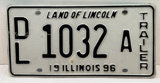 1996 Illinois Dealer Dealership License Plate DL 1032A Trailer   - TvMovieCards.com