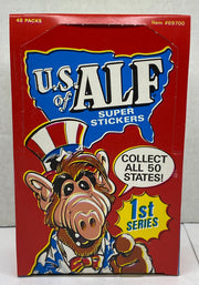1987 US U.S. of Alf Super Stickers Card Box 1st Series 48 packs Zoot Italy   - TvMovieCards.com