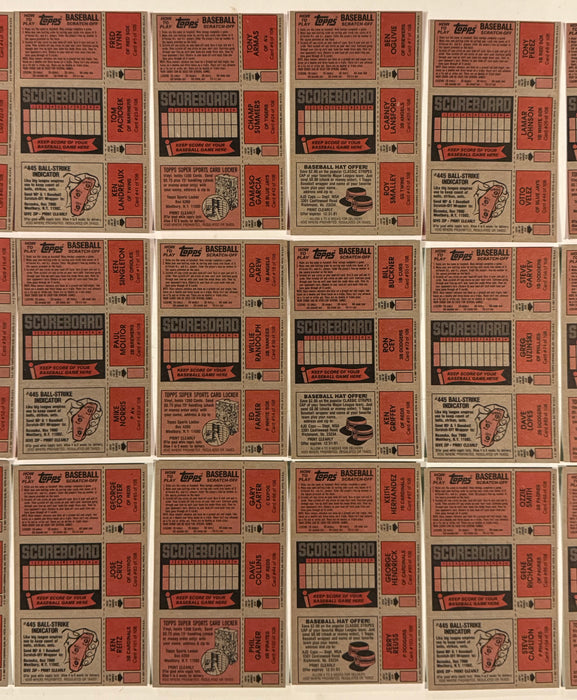 1981 Topps Baseball Scratchoff Test/Proof Set of 36 3-Card Panels / 108 Cards - TvMovieCards.com