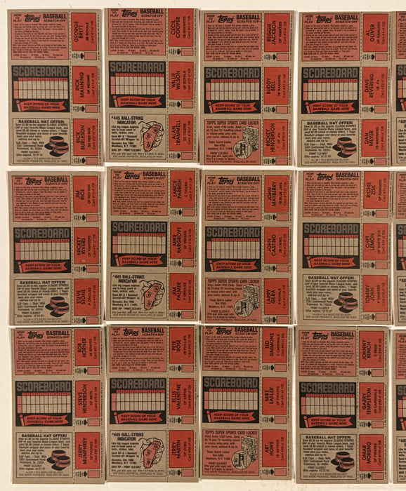 1981 Topps Baseball Scratchoff Test/Proof Set of 36 3-Card Panels / 108 Cards - TvMovieCards.com
