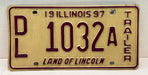 1997 Illinois Dealer Dealership License Plate DL 1032A Trailer   - TvMovieCards.com