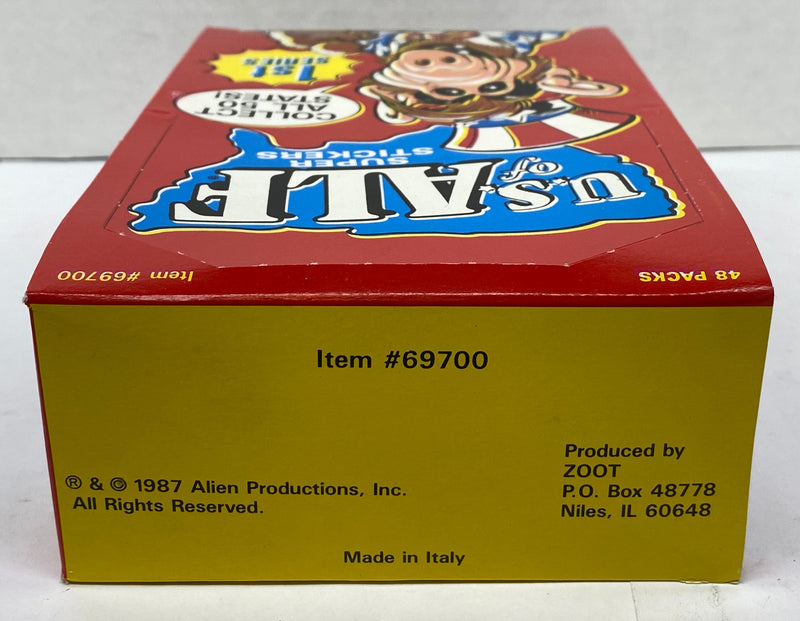1987 US U.S. of Alf Super Stickers Card Box 1st Series 48 packs Zoot Italy   - TvMovieCards.com