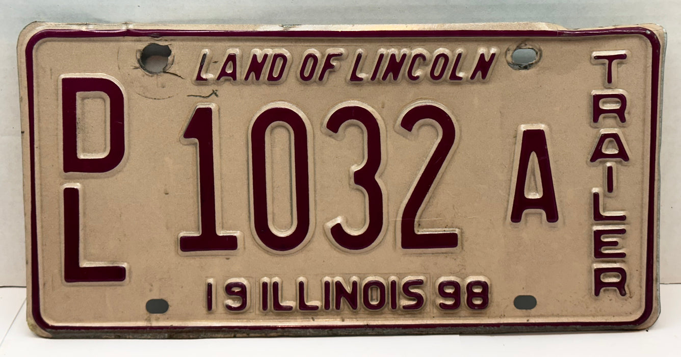 1998 Illinois Dealer Dealership License Plate DL 1032A Trailer   - TvMovieCards.com