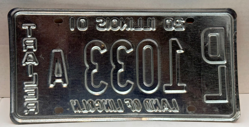 2001 Illinois Dealer Dealership License Plate DL 1033A Trailer   - TvMovieCards.com