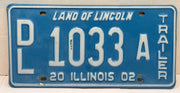 2002 Illinois Dealer Dealership License Plate DL 1033A Trailer   - TvMovieCards.com