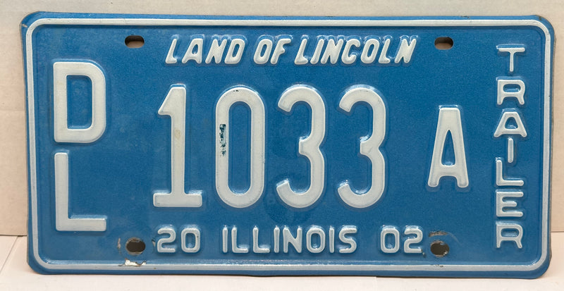 2002 Illinois Dealer Dealership License Plate DL 1033A Trailer   - TvMovieCards.com