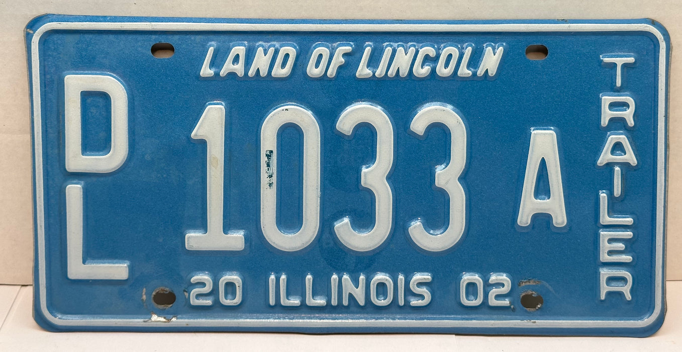 2002 Illinois Dealer Dealership License Plate DL 1033A Trailer   - TvMovieCards.com