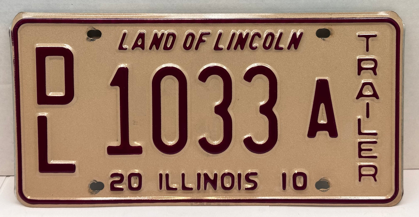 2010 Illinois Dealer Dealership License Plate DL 1033 Trailer   - TvMovieCards.com