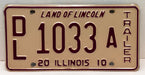 2010 Illinois Dealer Dealership License Plate DL 1033 Trailer   - TvMovieCards.com