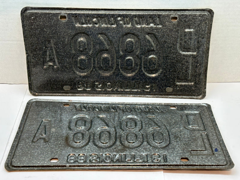 1988 Illinois Automobile Motorcycle Dealer Dealership License Plate DL 6868A   - TvMovieCards.com